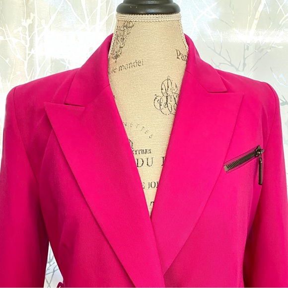 DUNDAS x revolve Joni pink v-neck collar waist belt button up blazer jacket coat - Picture 9 of 15